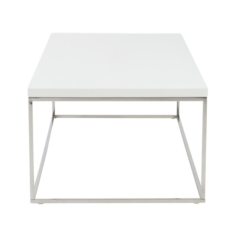 47" Metal Coffee Table - White And Silver