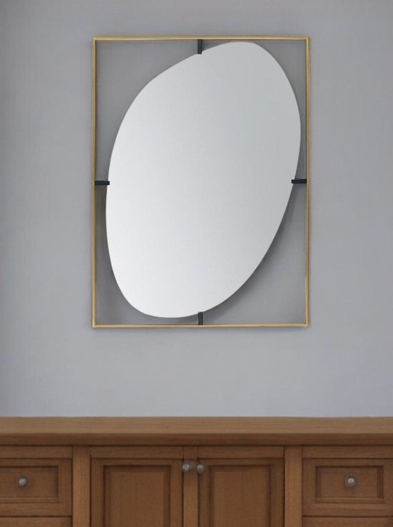 40" Iron Framed Accent Mirror - Gold