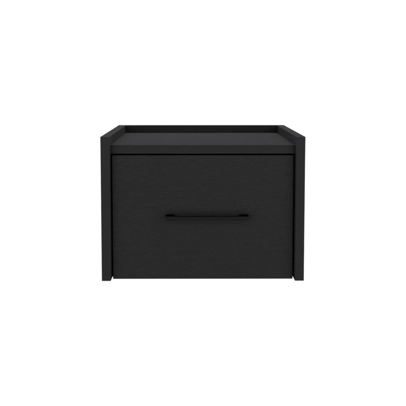 Wood One Drawer Floating Nightstand (734198) - Black