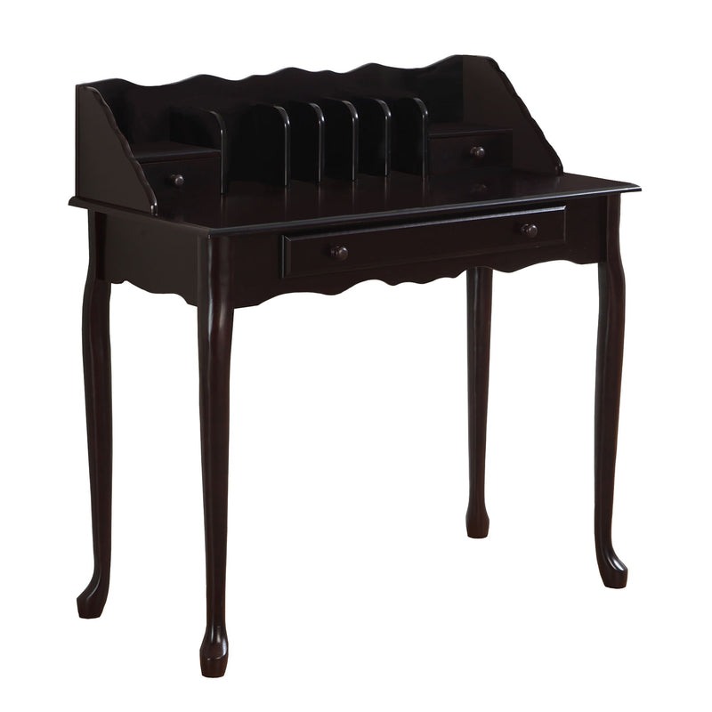 Solid Wood Computer Desk With Three Drawers - Dark Brown