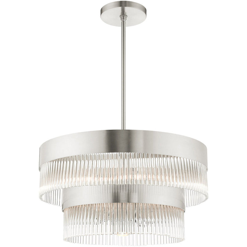 24" Seven Light Dimmable Chandelier With Shades - Nickel