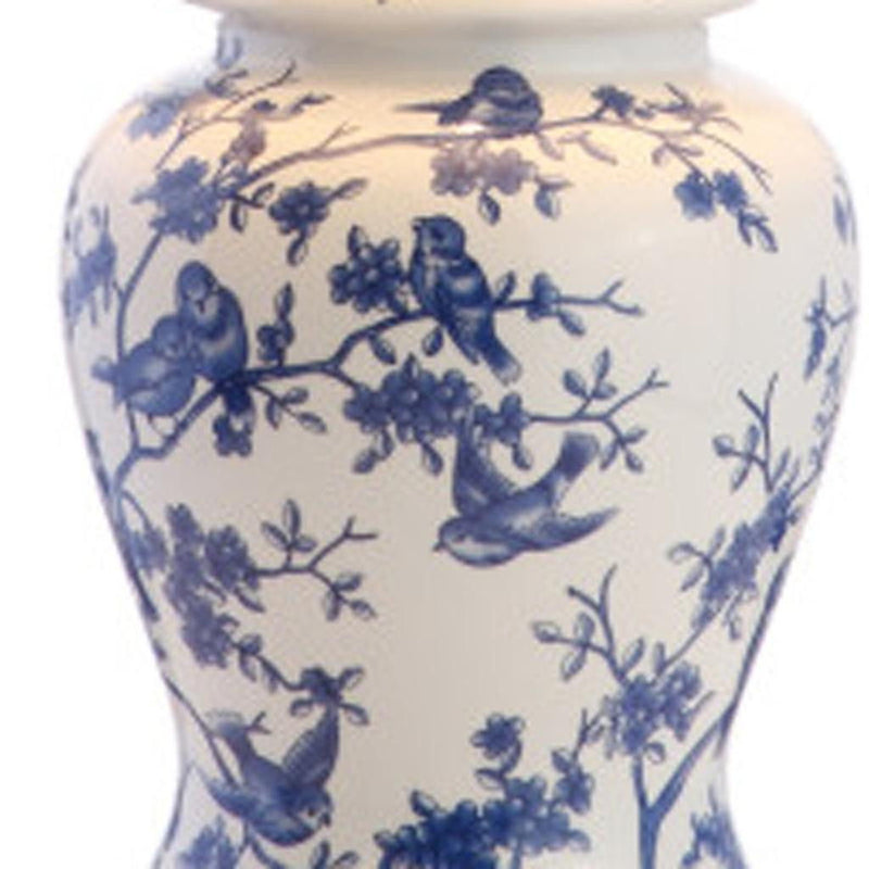 Urn Table Lamps With Empire Shades (Set of 2) - White / Blue / Gold