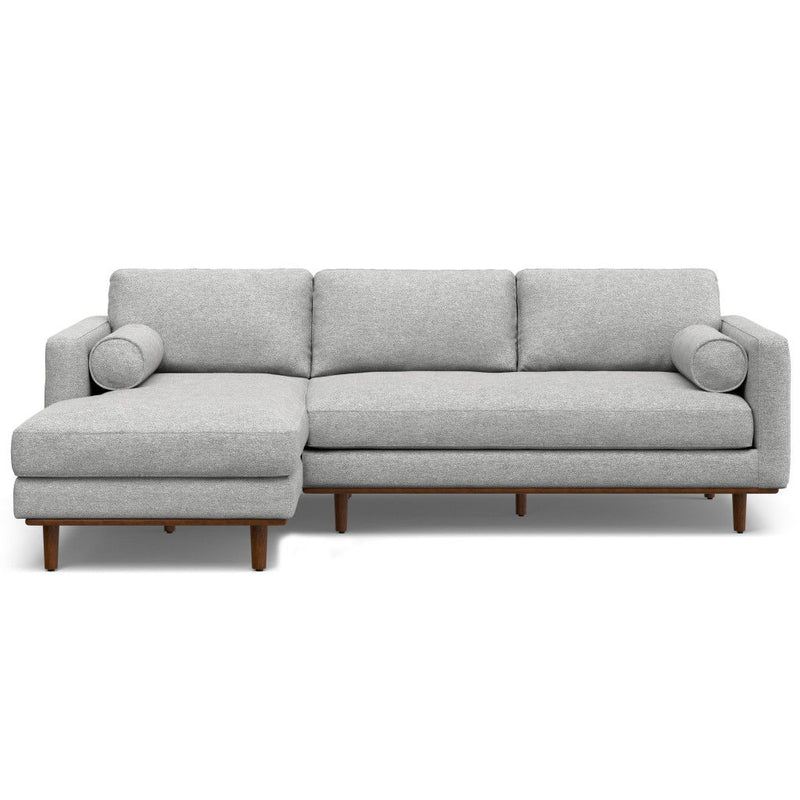 Mid-Century Fabric Sofa With Brown Legs - Gray