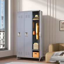 Load image into Gallery viewer, 3 Door Lockers With Lock For Home, Gym, Office, School, And Garage - Gray
