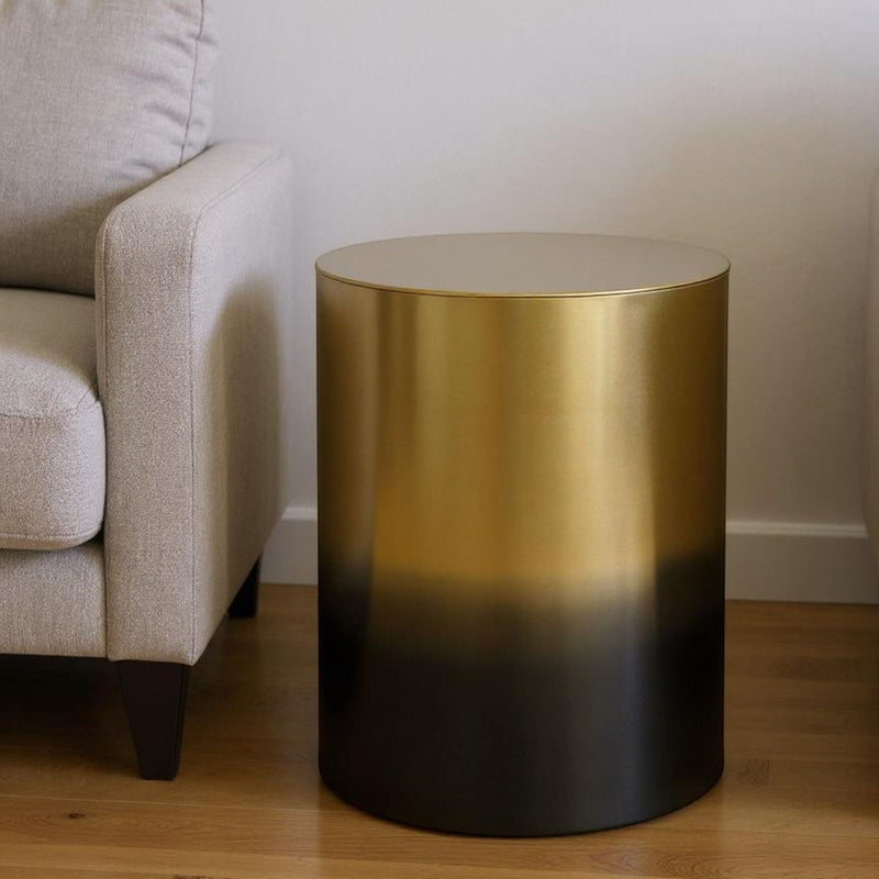 21" Round Metal End Table - Gold