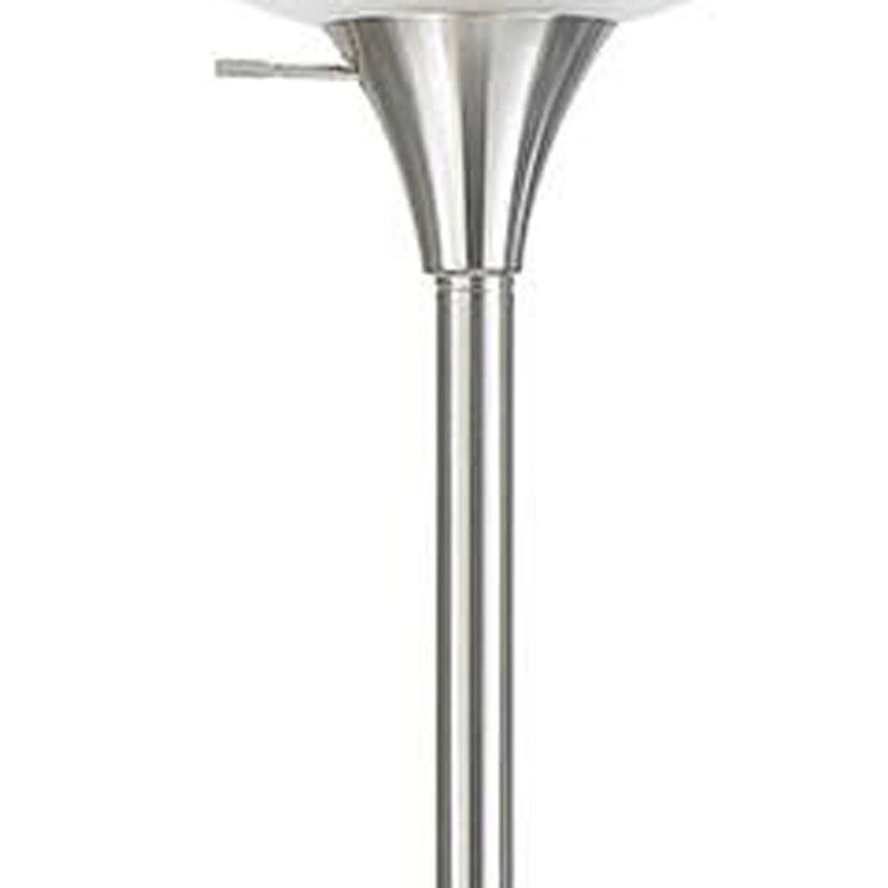 Torchiere Floor Lamp With White Frosted Glass Dome Shade - Nickel