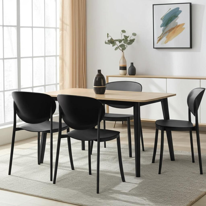 Contemporary Heavy Duty Plastic Dining Side Chairs (Set of 4) - Black