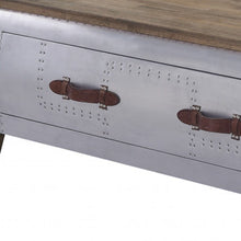 Load image into Gallery viewer, Solid Wood And Aluminum Coffee Table With Drawer - Brown And Gray
