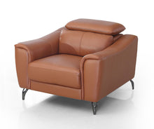 Load image into Gallery viewer, Genuine Leather And Silver Solid Color Lounge Chair - Brown
