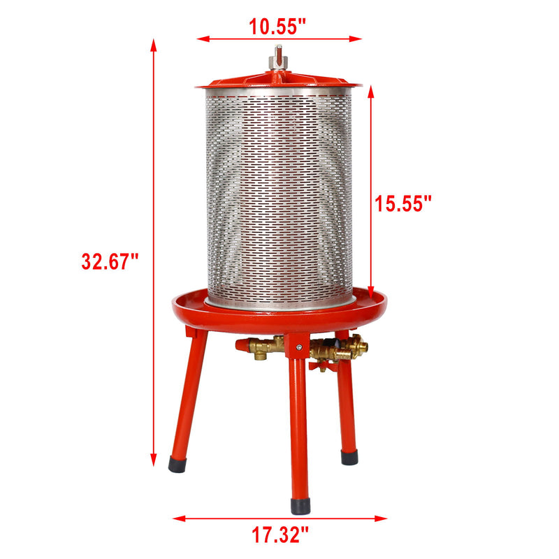 Hydraulic Fruit Wine Apple Press 5.3 Gallon / 20L For Wine Cider Making - Red