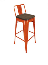 Load image into Gallery viewer, Wood And Metal Low Back Counter Height Bar Chairs (Set of 4) - Brown And Orange
