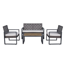 Load image into Gallery viewer, 4 Piece Patio Furniture Set With Acacia Wood Table Top And Cushions
