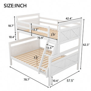 Twin over Full Bunk Bed with ladder, Safety Guardrail, Perfect for Bedroom, White(Old SKU: SM000118AAK-1)