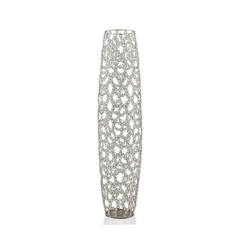 Oval Floor Vase With Faux Crystals (480047) - Silver