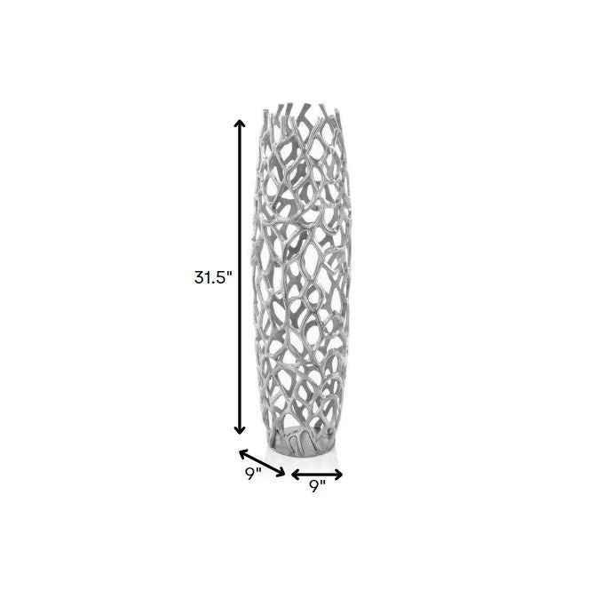 Twigs Cylinder Floor Vase (354634) - Silver