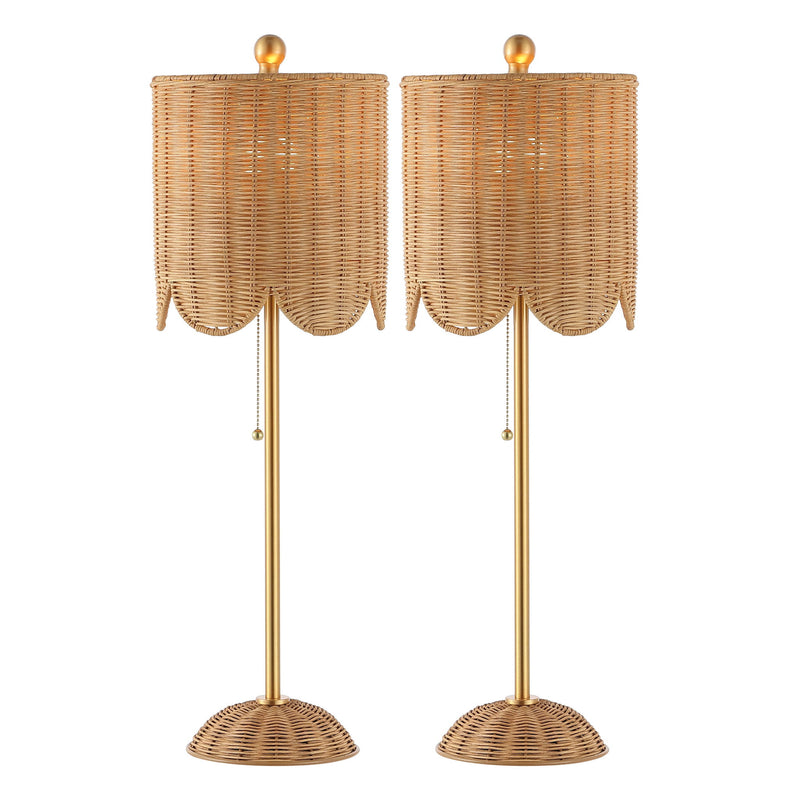 Table Lamps LED With Drum Shades (Set of 2) - Natural