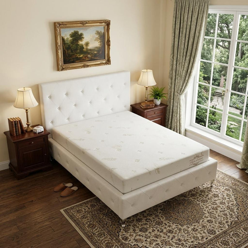 Polyester Memory Foam Mattress Covered In A Soft Aloe Vera Fabric - Queen
