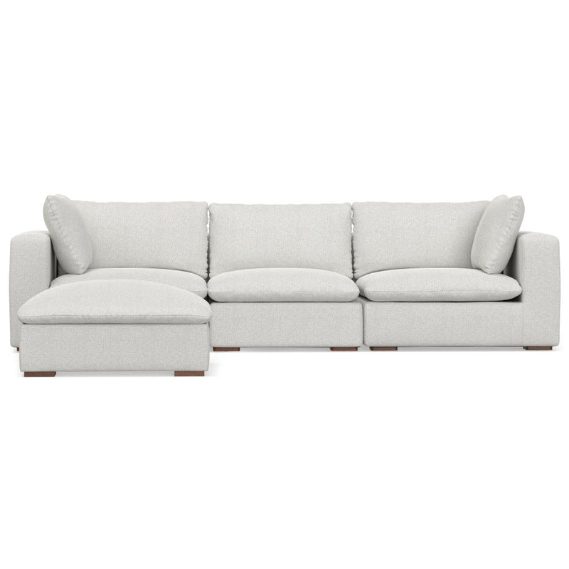 2 Piece Living Room Set Fabric Sofa & Ottoman With Brown Legs - Gray