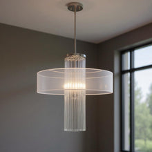 Load image into Gallery viewer, 33" Four-Light Dimmable Chandelier With Shades - Nickel
