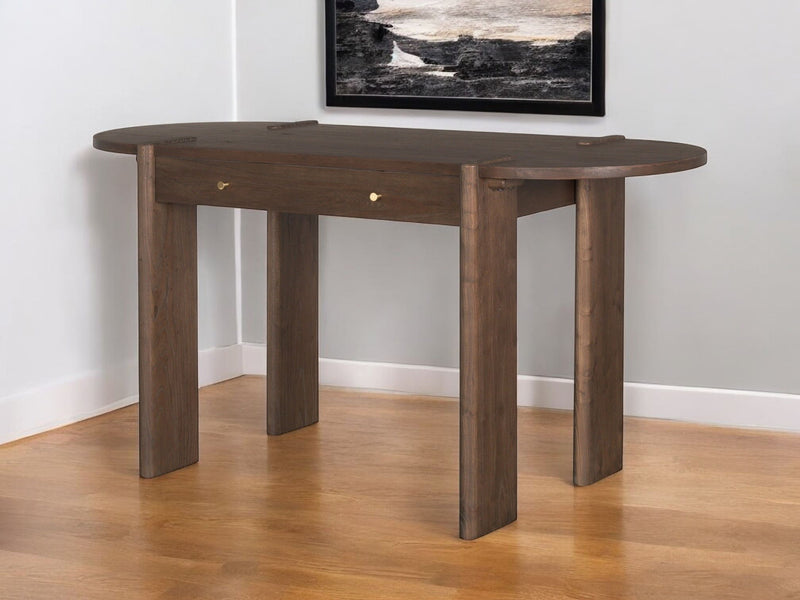 59" Solid Wood Oval Writing Desk - Brown