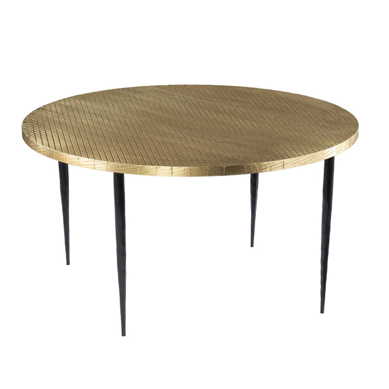 Embossed Metal Round Coffee Table - Black