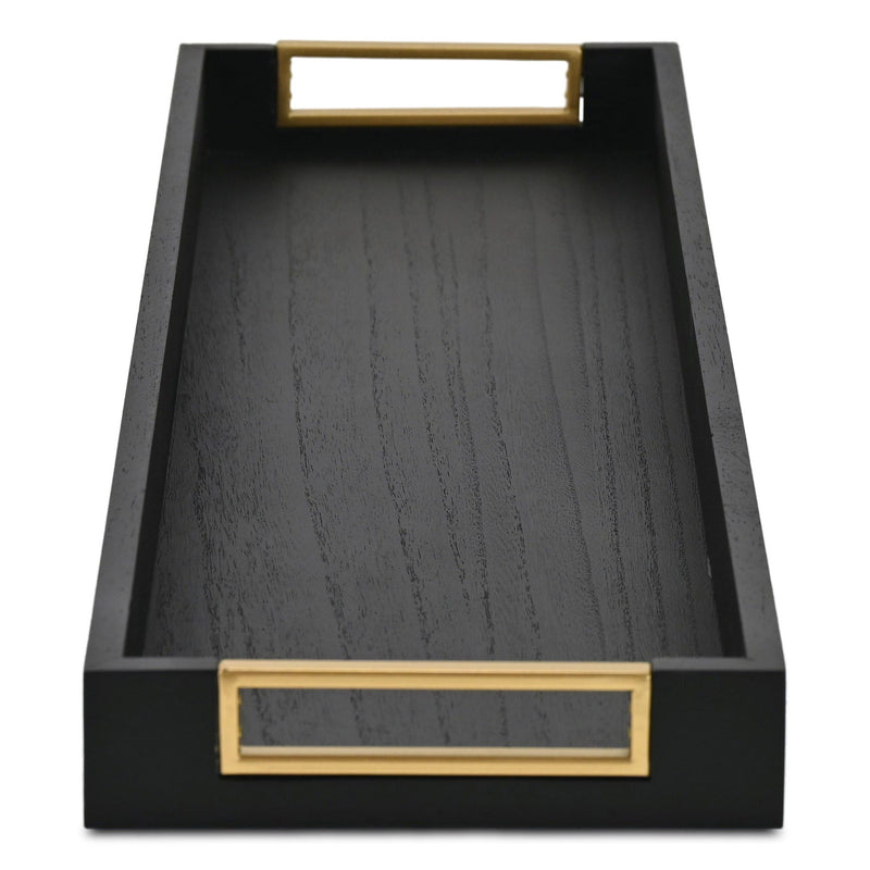 32" Solid Wood Handmade Vanity Tray With Handles - Black