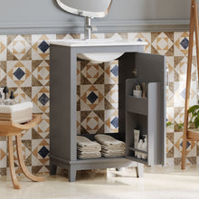 Load image into Gallery viewer, Modern Small Bathroom Vanity Cabinet With Ceramic Basin, Ample Storage, 1 Soft Close Door
