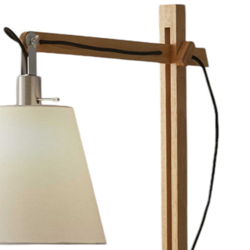 Wood Floor Lamp With Adjustable Hinged Arm - Natural
