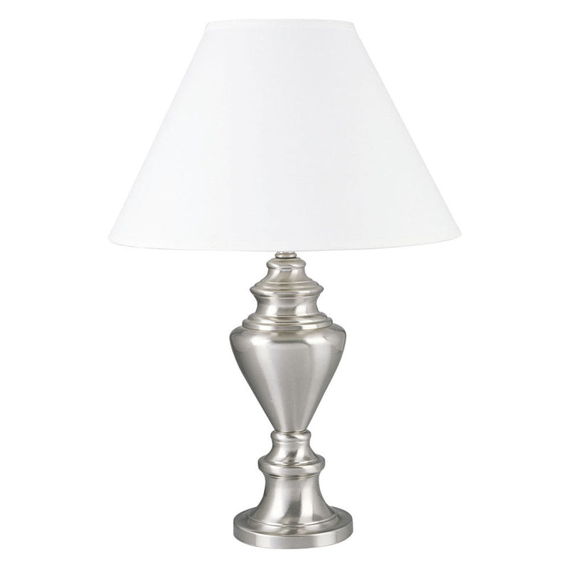 Metal Urn Table Lamp With White Classic Empire Shade - Nickel