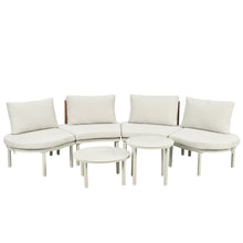 Load image into Gallery viewer, 6 Piece Patio Set, Half Moon Outdoor Sectional Sofa With 2 High Low Coffee Tables, 4 Pillows &amp; Cushions
