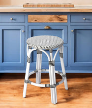 Load image into Gallery viewer, Rattan Backless Counter Height Bar Chair - Black And White
