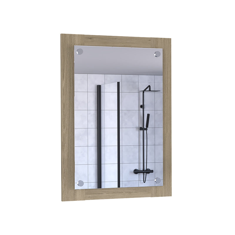 28" Framed Bathroom Vanity Mirror - Light Brown