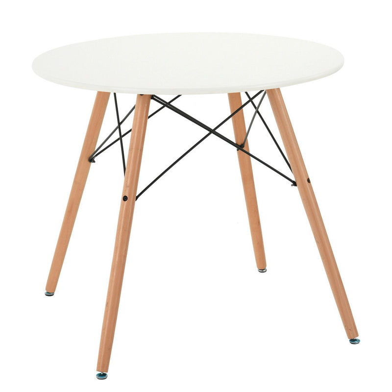 32" Wood Round Top Dining Table - White
