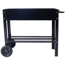 Load image into Gallery viewer, Elevated Mobile Raised Ergonomic Metal Planter Garden Bed With Wheels Powder Coated Steel - Black
