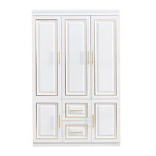 Load image into Gallery viewer, 74" Five Door Two Drawer Combo Dresser - White And Gold
