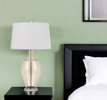 Load image into Gallery viewer, Metal Round Table Lamp With White Drum Shade - Nickel
