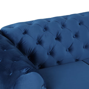 40.5" Velvet Upholstered Accent Sofa,Modern Single Sofa Chair with Button Tufted Back,Modern Single Couch for Living Room,Bedroom,or Small Space,Blue