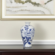 Load image into Gallery viewer, Floral Round Porcelain Table Vase - Blue / White
