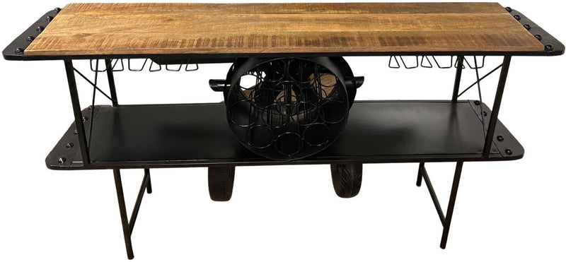 Solid Wood And Iron Rolling Kitchen Cart - Black