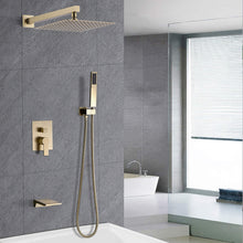 Load image into Gallery viewer, Tub Shower Faucet Set With 12" Rain Shower Head And Handheld Spray Combo
