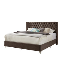 Load image into Gallery viewer, B100S King bed, Button designed Headboard,strong wooden slats + metal legs with Electroplate
