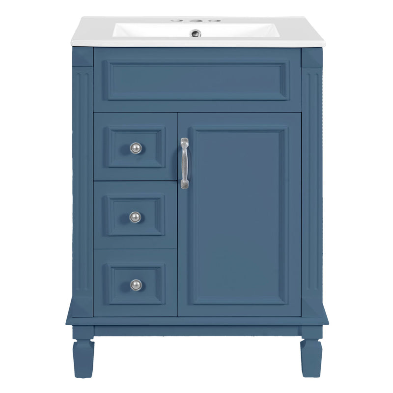 Bathroom Vanity With Sink, Compact Cabinet & 2 Drawers And Adjustable Shelf
