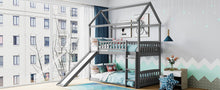 Load image into Gallery viewer, Twin Over Twin Bunk Bed with Slide, House Bed with Slide, Gray(OLD SKU: LT000213AAE
