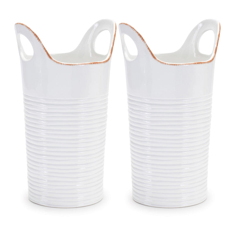 Round Table Vases (Set of 2) - White / White