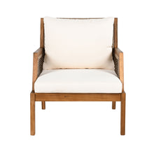 Load image into Gallery viewer, Acacia Wood Patio Furniture Club Chair, Outdoor Wicker Armchair, Deep Seating With Soft Cushions For Porch - Teak / Mix Brown
