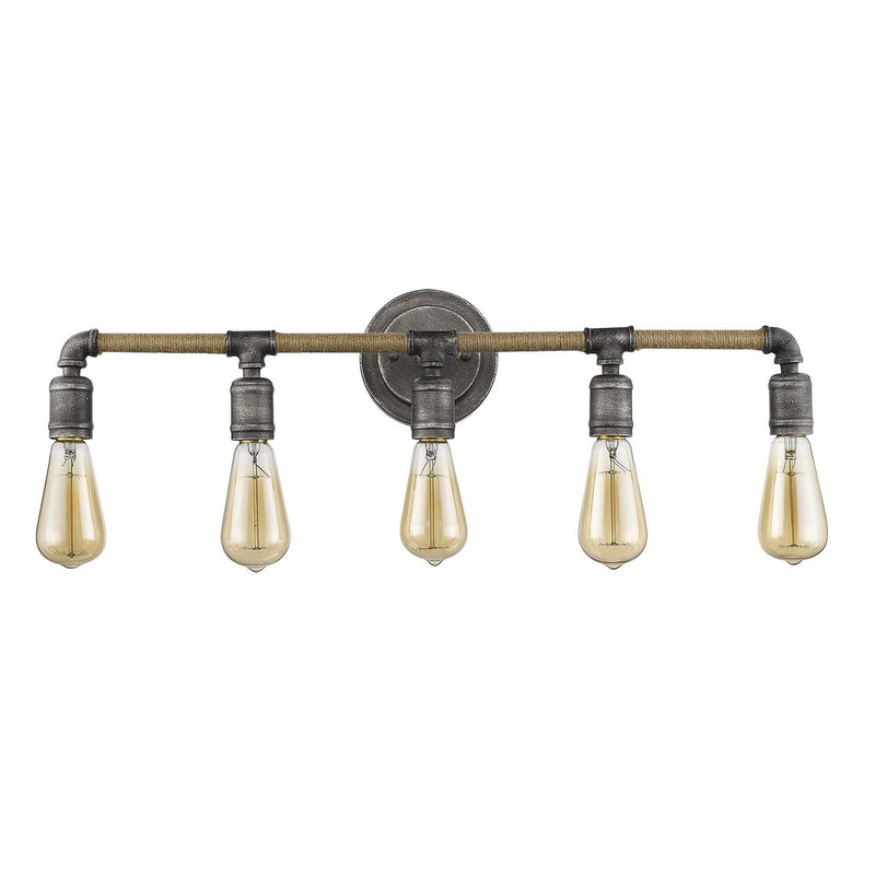 Metal Five Light Vanity Light - Black