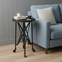 Load image into Gallery viewer, Industrial Rolling Round End Table - Black
