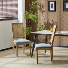 Load image into Gallery viewer, French Country Dining Chair With Rectangular Cane Backrest And Smooth Upholstered Seating

