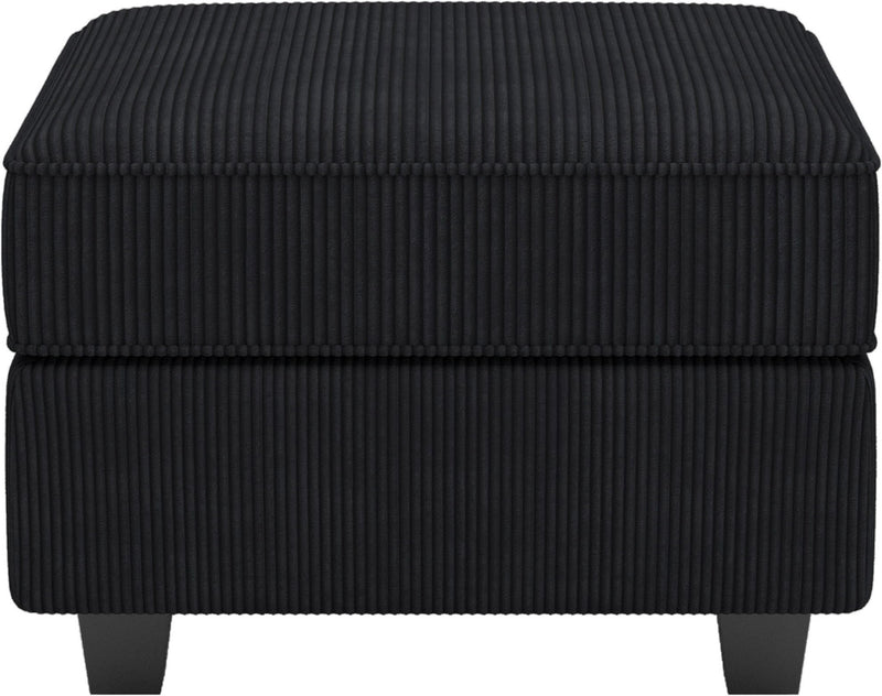 26" Corduroy Storage Ottoman - Black