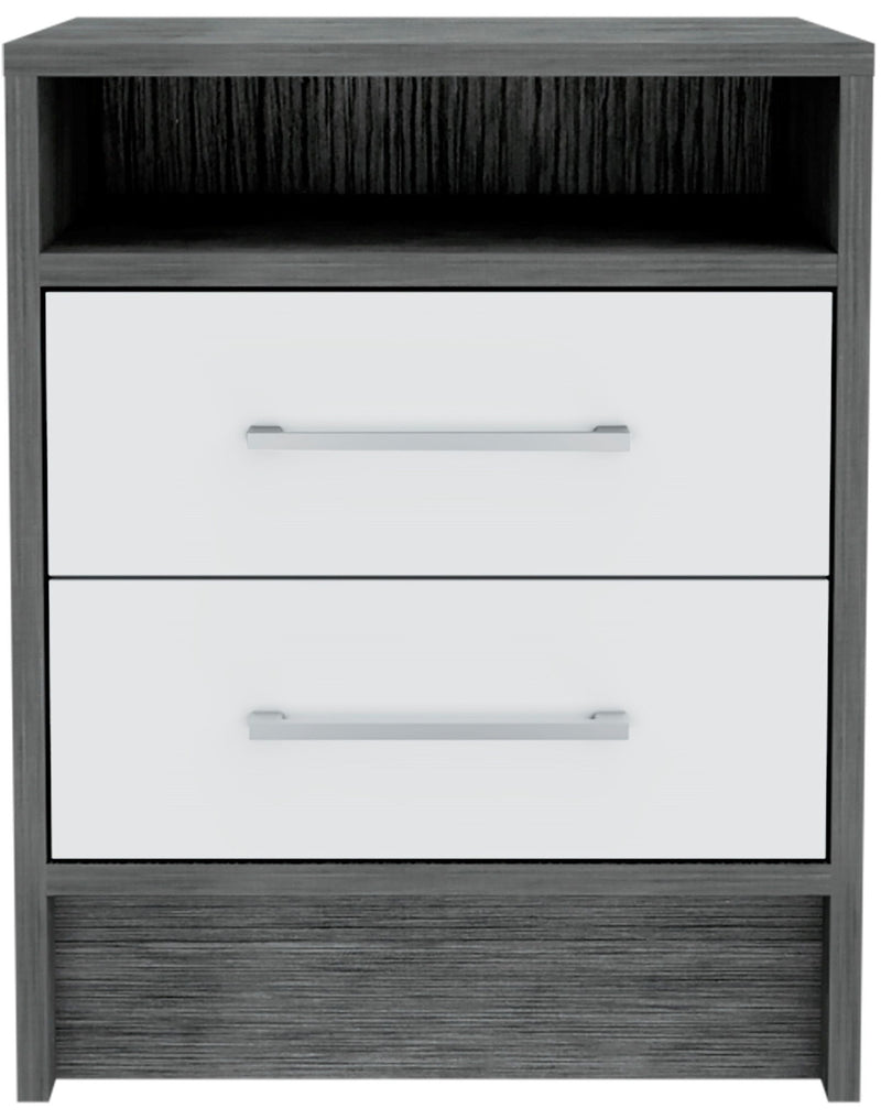 Sophisticated And Stylish Nightstand - Smokey Oak And White